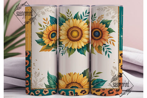 Fall Sunflower Leopard 20oz Tumbler Wrap Sublimation sassyprint 