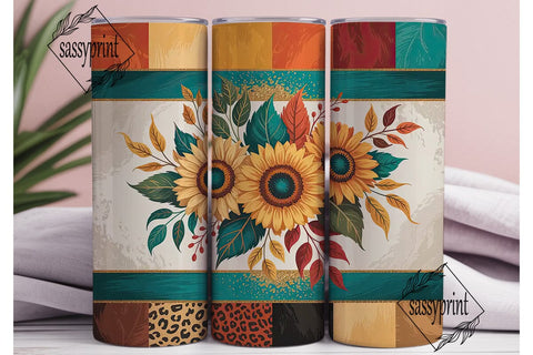 Fall Sunflower Leopard 20oz Tumbler Wrap Sublimation sassyprint 