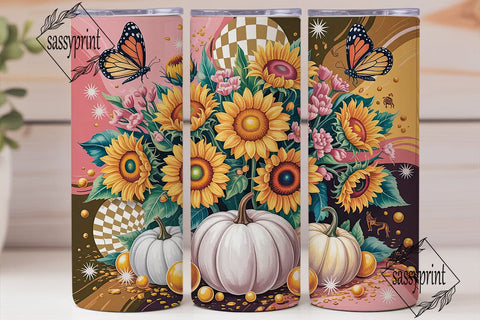 Fall Sunflower & Pumpkin 20oz Tumbler Sublimation sassyprint 