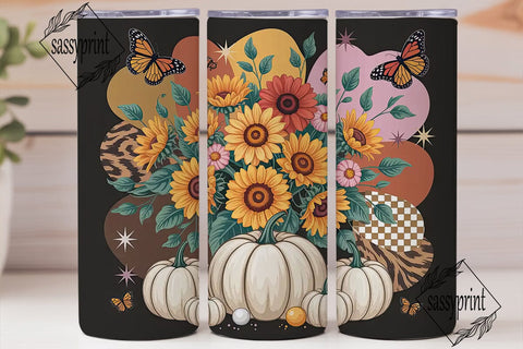 Fall Sunflower & Pumpkin 20oz Tumbler Sublimation sassyprint 