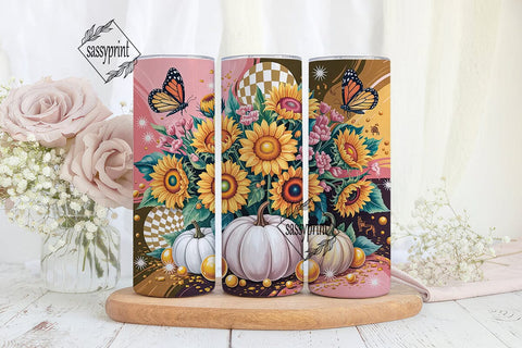 Fall Sunflower & Pumpkin 20oz Tumbler Sublimation sassyprint 