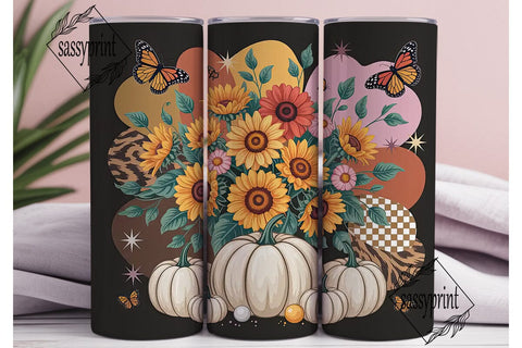 Fall Sunflower & Pumpkin 20oz Tumbler Sublimation sassyprint 