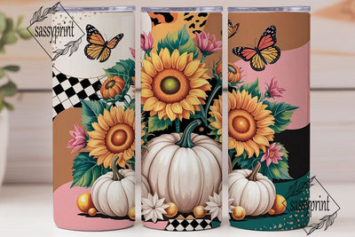 Fall Sunflower & Pumpkin 20oz Tumbler Sublimation sassyprint 