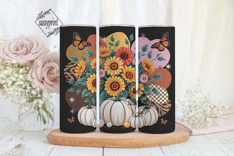 Fall Sunflower & Pumpkin 20oz Tumbler Sublimation sassyprint 