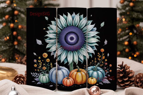Fall Sunflower Pumpkin 20oz Tumbler Wrap Sublimation DesignSVG 