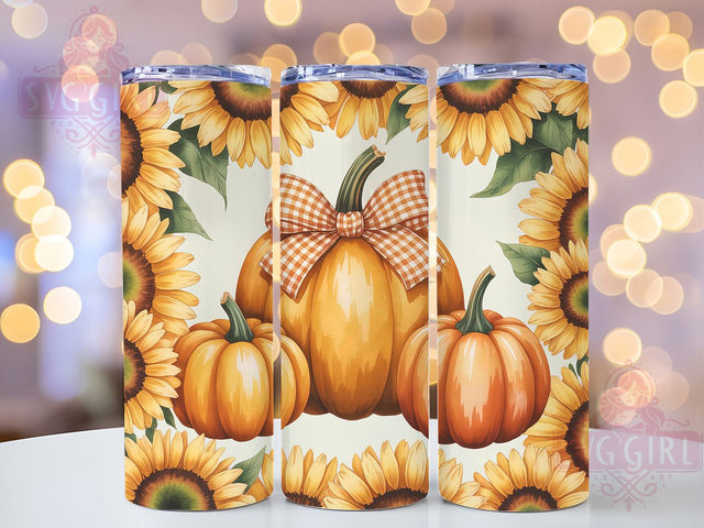 Fall Sunflower Pumpkin Tumbler Wrap, Sunflower Tumbler Png, 20oz Skinny Tumbler, Pumpkin Tumbler Png, Sublimation Design, Autumn Tumbler Wrap, Tumbler Wrap Download Sublimation SvggirlplusArt 