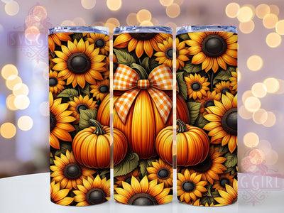 Fall Sunflower Pumpkin Tumbler Wrap, Sunflower Tumbler Png, 20oz Skinny Tumbler, Pumpkin Tumbler Png, Sublimation Design, Autumn Tumbler Wrap, Tumbler Wrap Download Sublimation SvggirlplusArt 