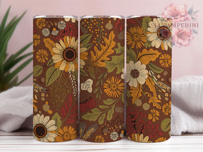 Fall Sunflower Rustic Charm 20oz Tumbler, Floral Design, Autumn Theme, Rustic Charm, Skinny Tumbler, 20oz Tumbler Wrap, Sublimation PNG Sublimation Li Zamperini 