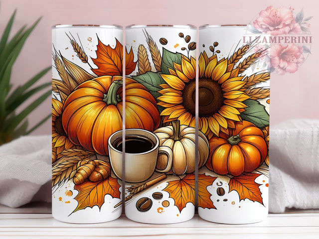Fall Sunflowers 20oz Tumbler Wrap PNG, Autumn Sunflower Tumbler Png, Straight & Tapered Tumbler Wrap, Instant Digital Download Sublimation Li Zamperini 