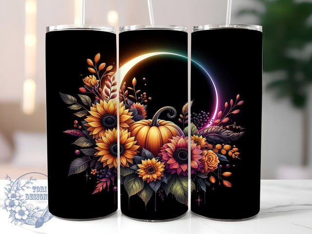 Fall Sunflowers and Pumpkins 20oz Skinny Tumbler, Fall Sunflowers Tumbler Png, Straight & Tapered Tumbler Wrap, Instant Digital Download Sublimation ToriDesigns 