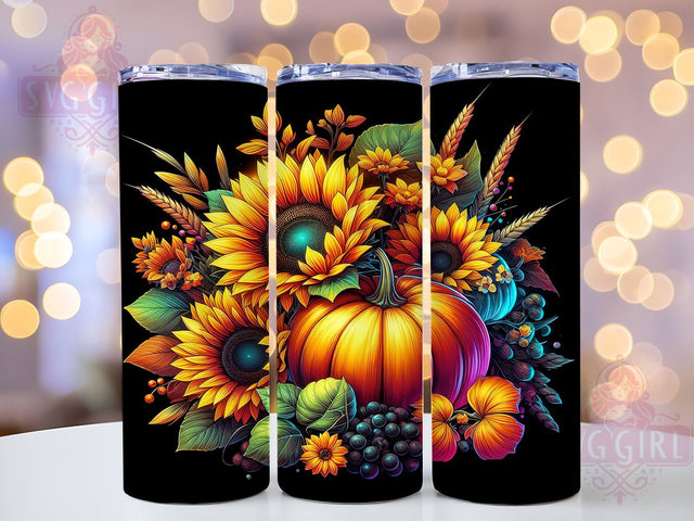 Fall Sunflowers and Pumpkins 20oz Tumbler Wrap Sublimation Design, Straight Tapered Tumbler Wrap, Fall Vibes Tumbler Png, Instant Digital Download Sublimation SvggirlplusArt 