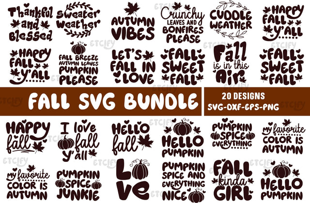 Fall SVG bundle, Autumn Svg, Thanksgiving Svg, Pumpkin face svg, Porch sign svg, Cricut silhouette png SVG etcify 