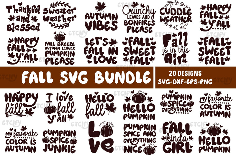 Fall SVG bundle, Autumn Svg, Thanksgiving Svg, Pumpkin face svg, Porch sign svg, Cricut silhouette png SVG etcify 