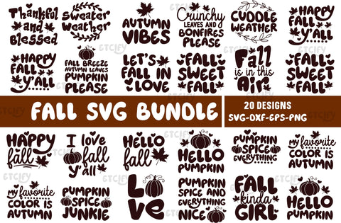 Fall SVG bundle, Autumn Svg, Thanksgiving Svg, Pumpkin face svg, Porch sign svg, Cricut silhouette png SVG etcify 