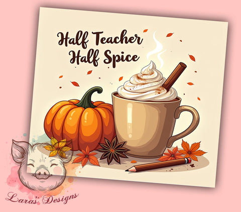 Fall Teacher 20 oz Skinny Tumbler Sublimation Design, Straight & Tapered Tumbler Png, Teacher Pumpkin Spice Latte Tumbler Png, Digital Download PNG Sublimation Lara' s Designs 