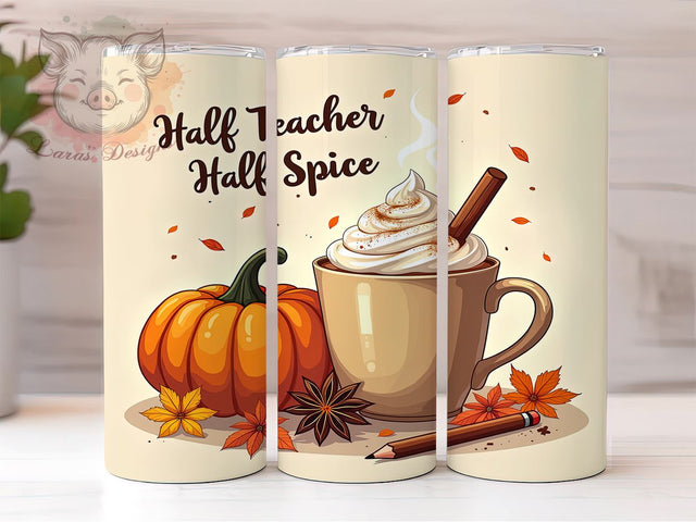 Fall Teacher 20 oz Skinny Tumbler Sublimation Design, Straight & Tapered Tumbler Png, Teacher Pumpkin Spice Latte Tumbler Png, Digital Download PNG Sublimation Lara' s Designs 