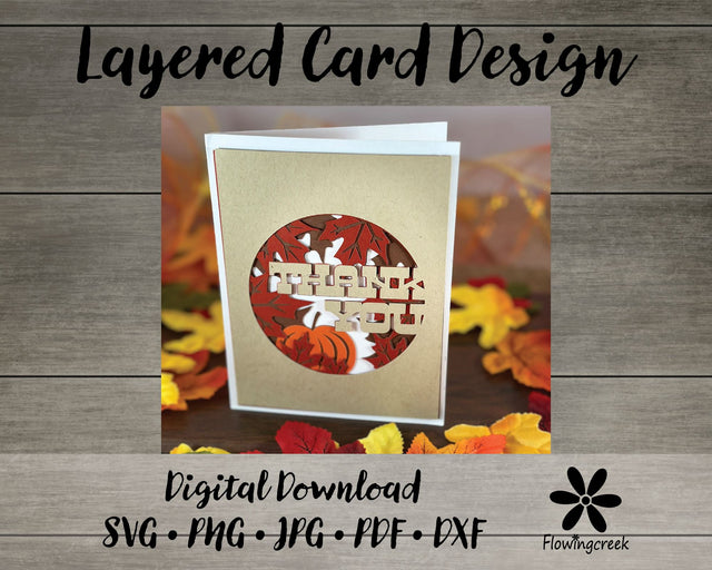 Fall Thank You 3D Layered Greeting Card SVG Cut File 3D Paper Flowingcreek 