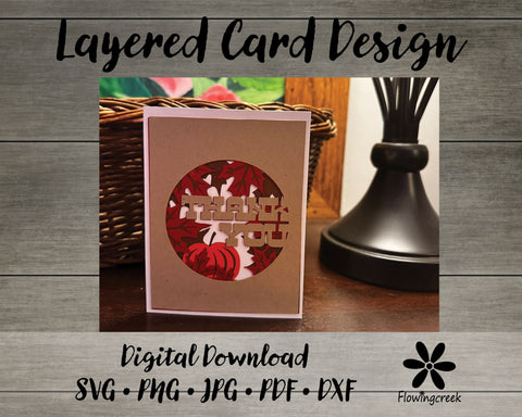 Fall Thank You 3D Layered Greeting Card SVG Cut File 3D Paper Flowingcreek 