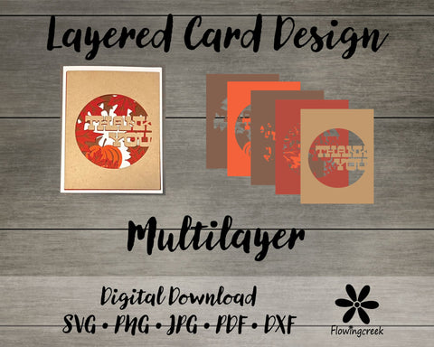 Fall Thank You 3D Layered Greeting Card SVG Cut File 3D Paper Flowingcreek 