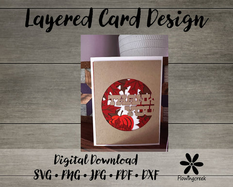 Fall Thank You 3D Layered Greeting Card SVG Cut File 3D Paper Flowingcreek 