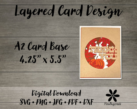 Fall Thank You 3D Layered Greeting Card SVG Cut File 3D Paper Flowingcreek 
