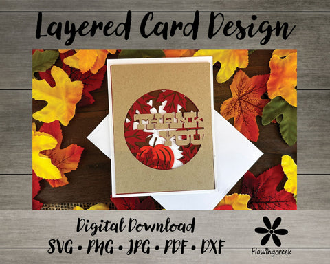Fall Thank You 3D Layered Greeting Card SVG Cut File 3D Paper Flowingcreek 
