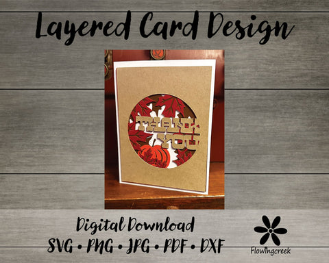Fall Thank You 3D Layered Greeting Card SVG Cut File 3D Paper Flowingcreek 