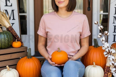Fall themed pink t-shirt mockup design Mock Up Photo Designangry 