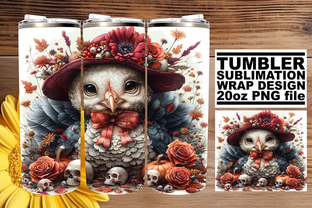 Fall-Themed Turkey Tumbler Wrap - 20oz Sublimation Sublimation afrosvg 
