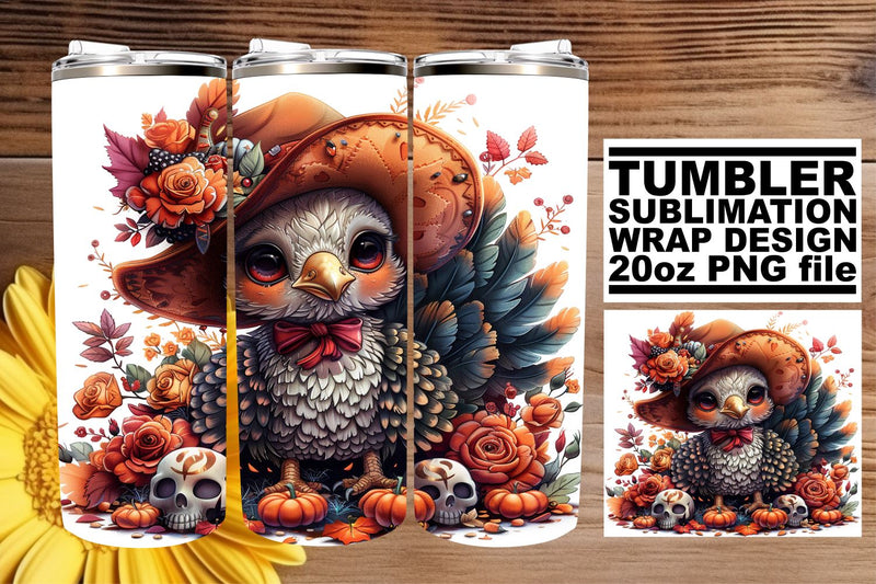 Fall-Themed Turkey Tumbler Wrap for 20oz Sublimation Sublimation afrosvg 