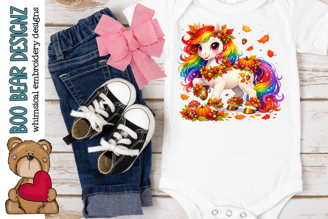 Fall Time Rainbow Unicorn Clipart Sublimation Boo Bear Designz 