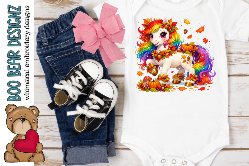Fall Time Rainbow Unicorn Clipart Sublimation Boo Bear Designz 