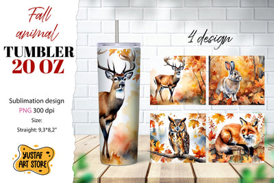 Fall tumbler bundle. Fall animal sublimation 4 design Sublimation Yustaf Art Store 