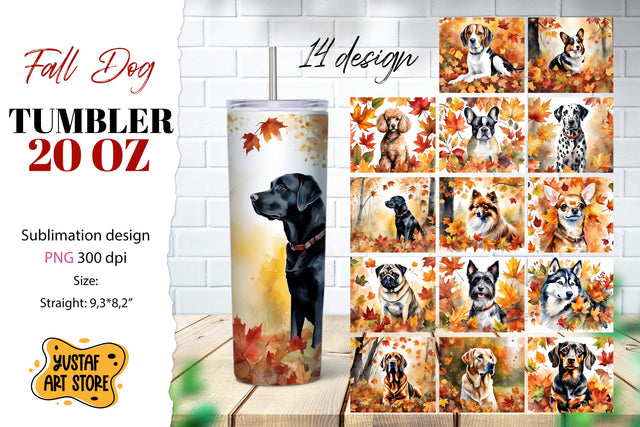 Fall tumbler bundle. Fall dog sublimation 14 design Sublimation Yustaf Art Store 