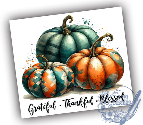 Fall Tumbler, Grateful Thankful Blessed, Autumn Decor, 20oz Tumbler, Thanksgiving Gift, Seasonal Mug, Sublimation Design, Happy Fall Y'all Sublimation ToriDesigns 