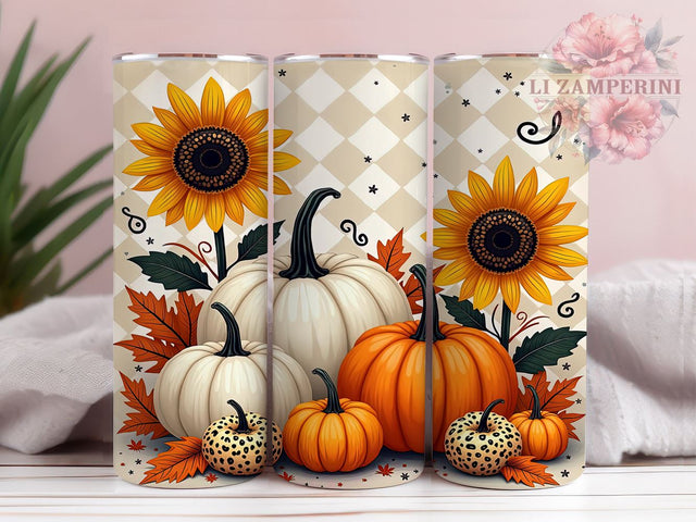 Fall Tumbler, Leopard Print Tumbler, Pumpkin Design, Sunflower Tumbler, 20oz Tumbler, Autumn Decor, Thanksgiving Gift Sublimation Li Zamperini 