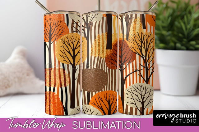 Fall Tumbler Wrap - Autumn Forest Tumbler Sublimation Sublimation OrangeBrushStudio 