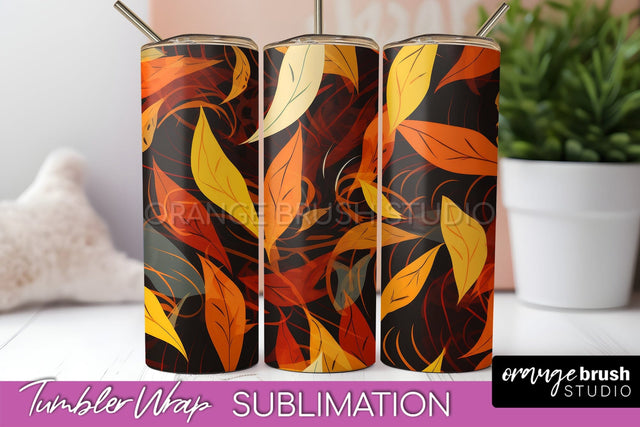 Fall Tumbler Wrap - Autumn Forest Tumbler Sublimation Sublimation OrangeBrushStudio 