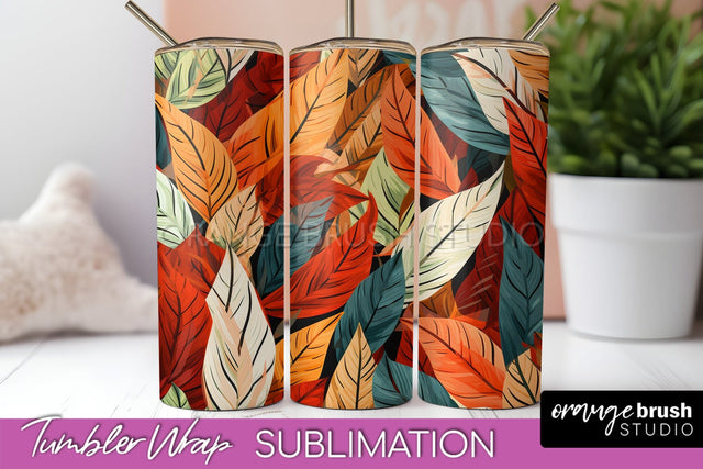 Fall Tumbler Wrap - Autumn Forest Tumbler Sublimation Sublimation OrangeBrushStudio 