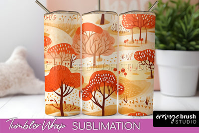 Fall Tumbler Wrap - Autumn Forest Tumbler Sublimation Sublimation OrangeBrushStudio 