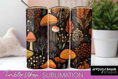 Fall Tumbler Wrap - Autumn Forest Tumbler Sublimation Sublimation OrangeBrushStudio 