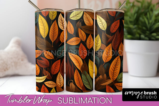 Fall Tumbler Wrap - Autumn Forest Tumbler Sublimation Sublimation OrangeBrushStudio 