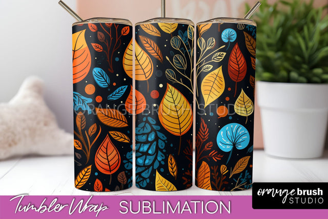 Fall Tumbler Wrap - Autumn Forest Tumbler Sublimation Sublimation OrangeBrushStudio 
