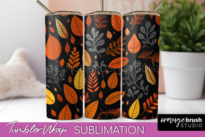 Fall Tumbler Wrap - Autumn Forest Tumbler Sublimation Sublimation OrangeBrushStudio 