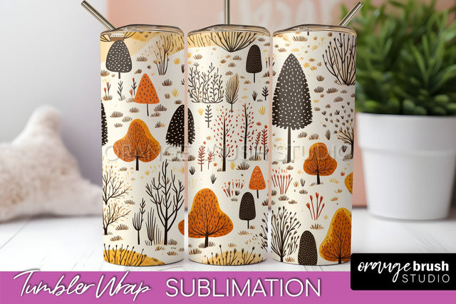 Fall Tumbler Wrap - Autumn Forest Tumbler Sublimation Sublimation OrangeBrushStudio 