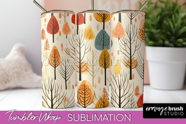 Fall Tumbler Wrap - Autumn Forest Tumbler Sublimation Sublimation OrangeBrushStudio 