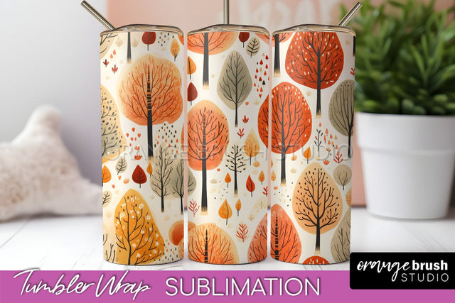 Fall Tumbler Wrap - Autumn Forest Tumbler Sublimation Sublimation OrangeBrushStudio 