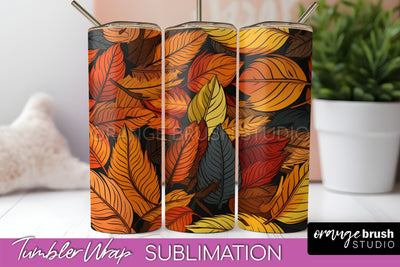 Fall Tumbler Wrap - Autumn Forest Tumbler Sublimation Sublimation OrangeBrushStudio 