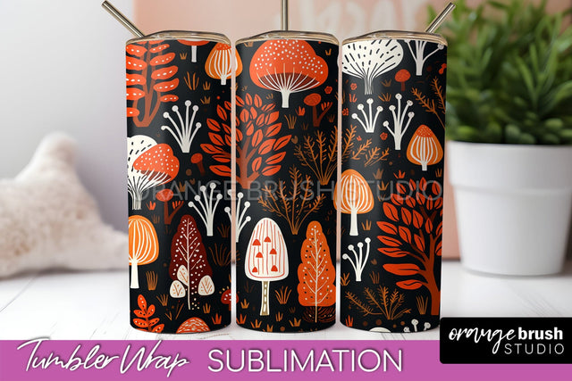 Fall Tumbler Wrap - Autumn Forest Tumbler Sublimation Sublimation OrangeBrushStudio 