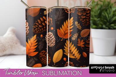 Fall Tumbler Wrap - Autumn Forest Tumbler Sublimation Sublimation OrangeBrushStudio 